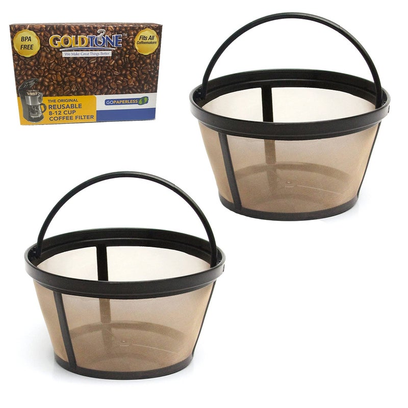 GoldTone Brand Reusable 8-12 Cup Basket Coffee Filter fits Mr. Coffee Makers and Brewers. BPA Free - (2 PACK) - Image 1